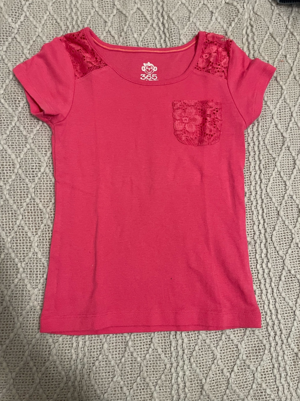 Garanimals Hot Pink Short Sleeve Tee with Lace Pocket